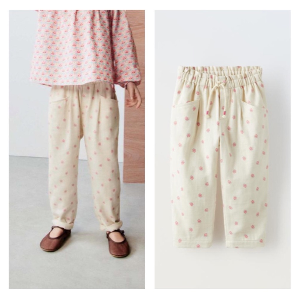 NWT Zara organic cotton blend floral pants 1.5Y (12-18M)